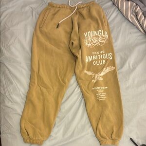 YoungLA Khaki Joggers with White Graphics